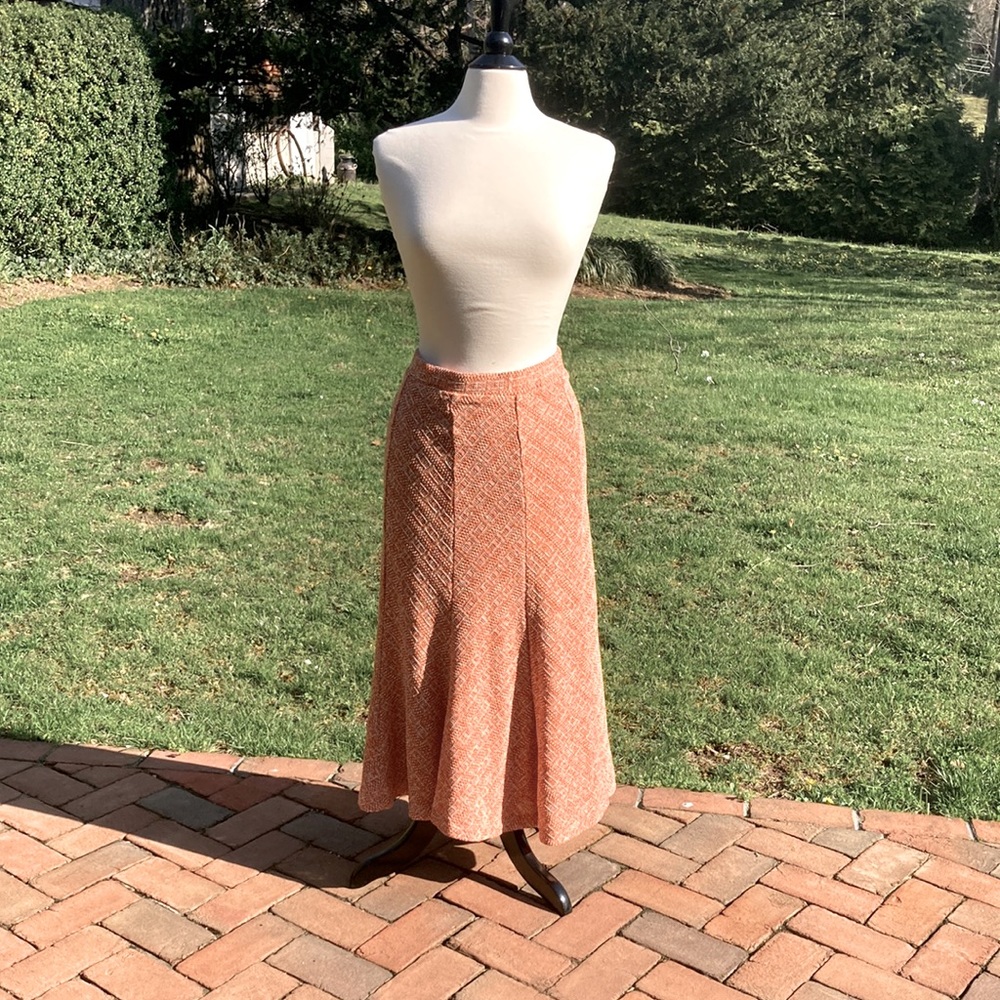 Anthropologie Mauve orange white long skirt Small EUC